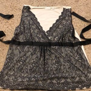 New York & Company floral lace top, with tie.